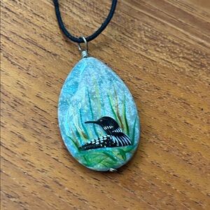 Handcrafted Loon Pendant - Blue and Green